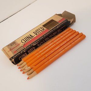 VINTAGE bundle 6 Paper Wrapped Pencils "CHINA-RITER" Made in the USA Orange #113